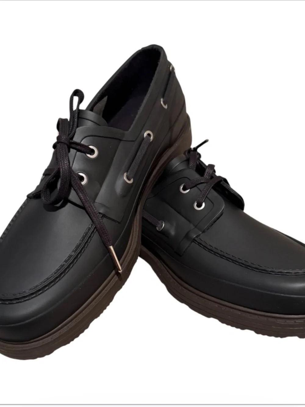 HUNTER ments black Rubber Boat Shoe, NEW WITH TAGS